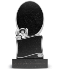 Памятник из гранита в виде зеркала с изображением ангела